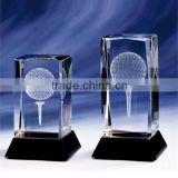 Nice golf insert crystal trophies with black base