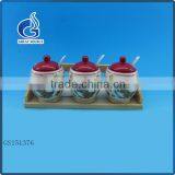 Cheap Round Shape Ceramic Storage Canisters Sets With Spoon