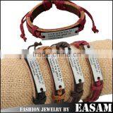Vintage Letters Engraved With Metal Plate pu Leather Bracelet Quality Choice thumbnail-1