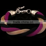 Gold Bangle Stainless Steel Twisted Cable Womens Bracelet Cuff Open End