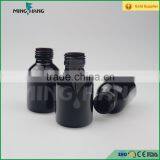 Black glass bottle for tablet wide mouth with screw cap