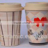 Wholesale color glazed single walled to go hot coffee travel mugs