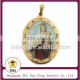 Personalized Custom Design Fashion Stainless Steel Christ Religious Holy Enamel Mary Mother Hug Jesus Baby CZ Pendant Jewelry thumbnail-1