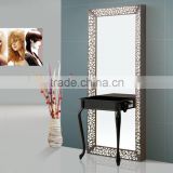 black 1 side carved pattern mirror styling station with desk M850