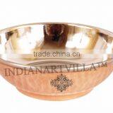 IndianArtVilla Handmade Steel Copper Hammered Serving Kadhai Karahi Wok 350 ML - Serving Dish Curry Home Hotel Restaurant Tablew