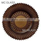 Wholesale Plates Wedding Event Decoration Gold Black Brown Stripe Glass Charge Plate thumbnail-2