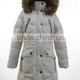 Rib Collar & Cuff Puffy Quilted Toggle Waist Faux Fur Trim Hood Down Coat Womens thumbnail-5