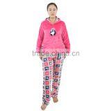 Kevince Flannel Pyjama Set Penguin Emb Deer Printcap Knitting Woman Clothing Nightwear Homewear MOQ 1000sets thumbnail-1