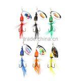 6Pcs 7cm 4g Hard Fishing Lures Spoon Noise Sequin Paillette Baits With Feather Treble Hook Set Tackle thumbnail-2