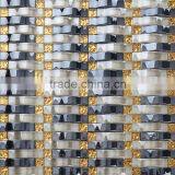 JY-G-20 Religious Mosaic for Southeast Asia Black and white crystal strips mix wave gold glass chips mosaic tile factory outlet