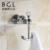 2015News Bathroom Accessories Brass Crystal Chrome Double Robe Hook