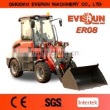 Everun Brand CE Approved Mini Farm Tool Er08 Compact Wheel Loader with Grass Forks