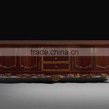 Antique Design Wooden TV Stand With Drawers and Four Doors, Fine Carved Golden Trim Living Room Funiture thumbnail-1