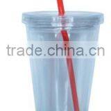 New Disposable 16oz Plastic Cup With Lid and Straw thumbnail-1
