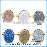 Fashion Gold Plated Geode Rings Natural Druzy Ring thumbnail-1