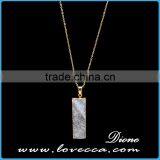 Gold Plated Retancgle Raw Agate Crystal Jewelry Druzy Geode Necklace thumbnail-6