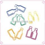 Red Color PET Coated Metal Wire Clips OEM Drinking Bottle Shaped Document Clips thumbnail-5