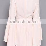New Arrival Pretty Lovely Long Sleeve v Neckline Pink Romper Playsuits for Women thumbnail-3