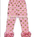 2016 China Low Price Wholesale Boutique Warmer Glod Polk Dots Leggings/pants With Ruffle for Cute Baby Kids thumbnail-6