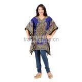 Floral Print 100% Silk CDC Corded V Neck Y Line Casual Kaftan Dress thumbnail-1