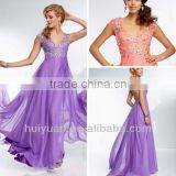 Cap Sleeves Beaded Bodice Short Sleeve Bridesmaid Dress thumbnail-1