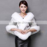 CX-B-M-05D Real Fox Fur Trimmed Fashion Evening Mink Fur Wrap Cape thumbnail-3