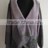 Fashion Ladies Jacquard Knitted Poncho Sweater thumbnail-1
