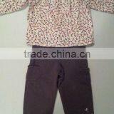 Girls Baby Toddler Flowered Shirt and Brown Pants Manufactuer thumbnail-1