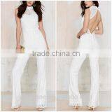 Elegant Partially Lined Mock Neck Jumpsuit Fashion Back Cutout Onesie Adult Jumpsuit thumbnail-1