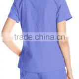 Women's V-Neck Scrub Top With 3 Pockets Scrub Suit thumbnail-4
