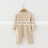Wholesale 100% Organic Cotton Baby Clothes Newborn Romper Long Sleeves Plain Blank Baby Bodysuit thumbnail-4