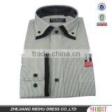Men's Double Collar Contrast Color Striped Dress Shirt thumbnail-1