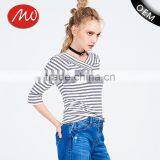 Lady Tight V Neck Pullovers Stripe Latest Sweater Designs for Girls With High Quality thumbnail-1