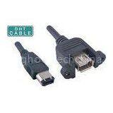 High Speed Firewire 1394A 6 Pin Friction Fit to 1394A Female Thumbscrew Lock Camera Cable