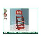 Red color 3 Tier metal motor oil display rack floor stand for Shopping mall