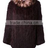 YR975 Factory Sale Poncho New Style Hand Knitting Rabbit Fur Two Tone Cape thumbnail-1