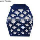 Jenny Fashion 2016 New O Neck Royal Red Black White Pink Sey Beading Women Summer Bandage Fashion Crop Top thumbnail-2