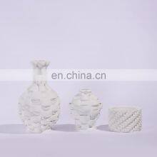 Nordic 3D Print White Modern Interior Living Room Porcelain Ceramic Flower Vase For Home Decoration thumbnail-2