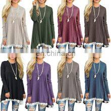 Factory Outlet 2021 Christmas Plus Size Women's Top Stitching New European and American Lace Long Sleeve Fat MM Casual Wear thumbnail-2