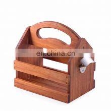 Craft Caddy Wooden Six Pack Bottle Caddy Tote Holder Beer Carrier With Attached Bottle Opener thumbnail-1