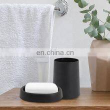 Best Selling Home Black White Bathroom Accessories 4-piece Plastic Bathroom Hardware Set Big Pump Design Soap Dispenser thumbnail-5
