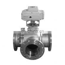COVNA DN50 2 Inch PN16 High Pressure 12V DC 4 Way T Port Stainless Steel Electric Actuated Flange Ball Valve thumbnail-3