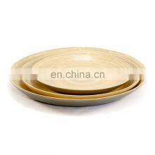 Natural Bamboo Plates For Dinner, Fruit, Snacks Serving/ Bamboo Dished/ Spun Natural Colorful Bamboo Salad Serving Plates thumbnail-2