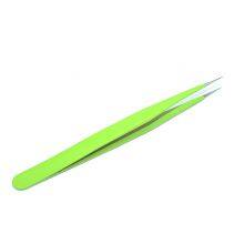 Small Tweezers for Hand Account Guka Cute Manual Diy Sticker Point Elbow Hand Account Clip Tool Sewing Grafting False Eyelashes Green Straight Head thumbnail-5