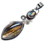 925 SOLID STERLING FINE SILVER LABRADORITE PENDANT thumbnail-1