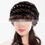 2015 New Korean Style Mink Fur Beretluxury Knitted Visor Cap thumbnail-2