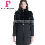 Winter Women Medium Length Slim Fit Coat With Detachable Mink Hat Overcoat