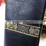 High Quality New Fashion Long Black Women Flower Leather PU Designer Wallet thumbnail-4