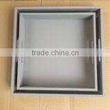 Distressed Taupe Color MDF Tray Set of 2 thumbnail-1