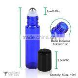 10 ml 0.33 fl oz BPA Free Cobalt Blue Metal Ball Glass Roller Bottles thumbnail-2